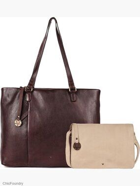 Genuine Italian Leather Tote Crossbody Satchel Set